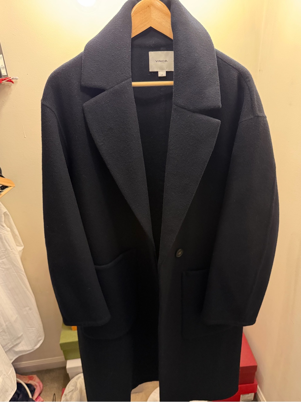Vince Women Wool Coat In Dark Navy